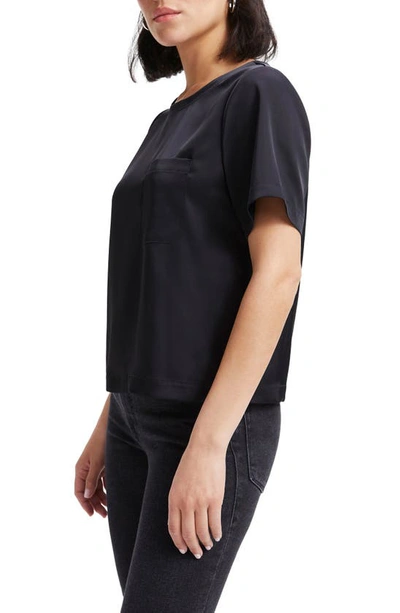 Shop Good American Stretch Satin Pocket T-shirt In Black001