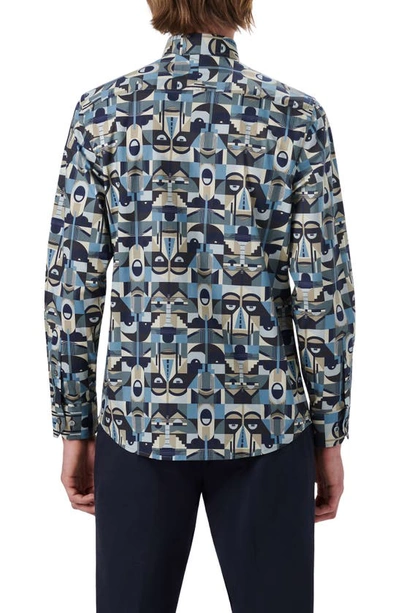 Bugatchi Classic Fit Abstract Print Stretch Cotton Button-up Shirt In Steel