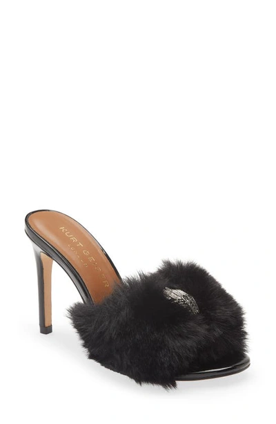 Kurt Geiger Kensington Faux-fur Stud-detail Heeled Mules In Black