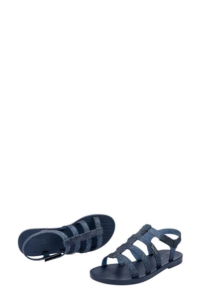 Shop Melissa Sun Rodeo Water Resistant Cage Sandal In Blue/ Blue Glitter Silver