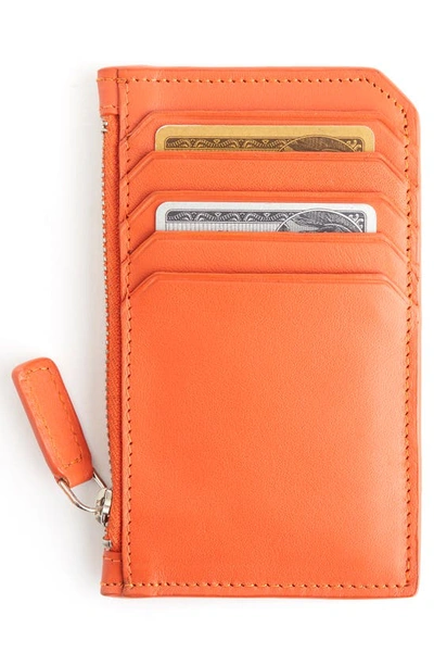 Royce New York Personalized Card Case In Burnt Orange- Deboss