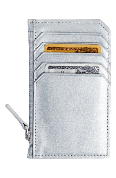 Shop Royce New York Personalized Card Case In Silverilver Foil