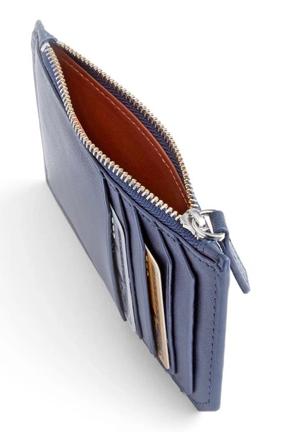 Royce New York Personalized Card Case In Navy Blue- Deboss