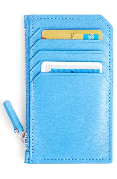 Royce New York Personalized Card Case In Light Blue- Gold Foil