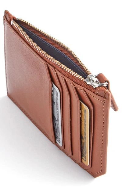 Royce New York Personalized Card Case In Tan- Deboss
