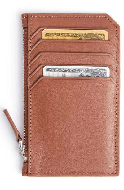 Royce New York Personalized Card Case In Tan- Deboss