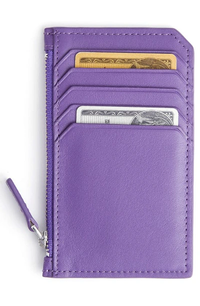 Royce New York Personalized Card Case In Purple- Deboss
