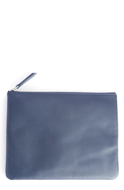 Shop Royce New York Personalized Leather Travel Pouch In Navy Blue- Deboss