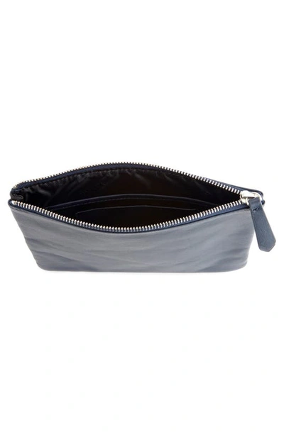 Royce New York Personalized Leather Travel Pouch In Navy Blue- Deboss
