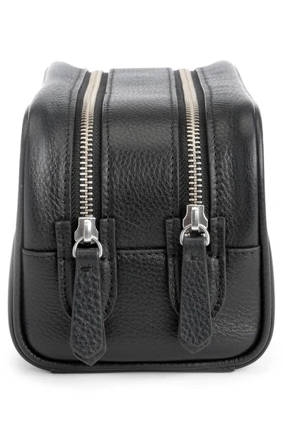 Royce New York Double Zip Leather Toiletry Bag In Black- Deboss