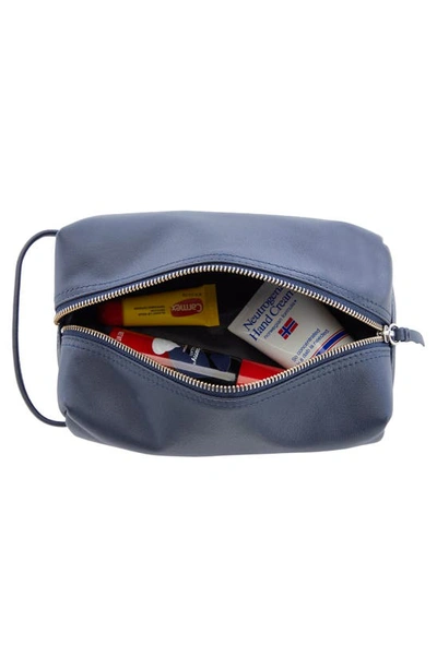 Royce New York Personalized Small Toiletry Bag In Navy Blue - Silver Foil