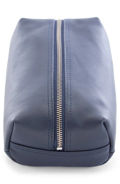 Royce New York Personalized Small Toiletry Bag In Navy Blue - Silver Foil