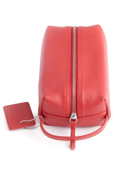 Royce New York Compact Toiletry Bag In Red- Silver Foil