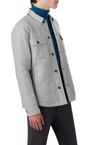 Shop Bugatchi Cotton Shirt Jacket In Platinum