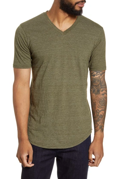 Shop Goodlife Tri-blend Scallop V-neck T-shirt In Olive Night