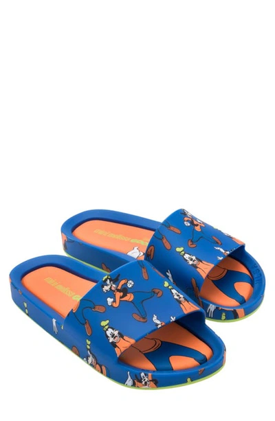 Shop Melissa X Disney Mickey & Friends Water Resistant Slide Sandal In Blue/ Orange