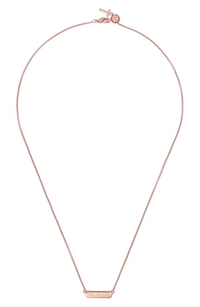 Shop Ted Baker Scarl Sparkle Bar Pendant Necklace In Rose Gold Tone Clear Crystal