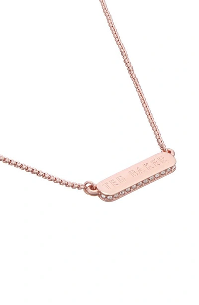 Shop Ted Baker Scarl Sparkle Bar Pendant Necklace In Rose Gold Tone Clear Crystal