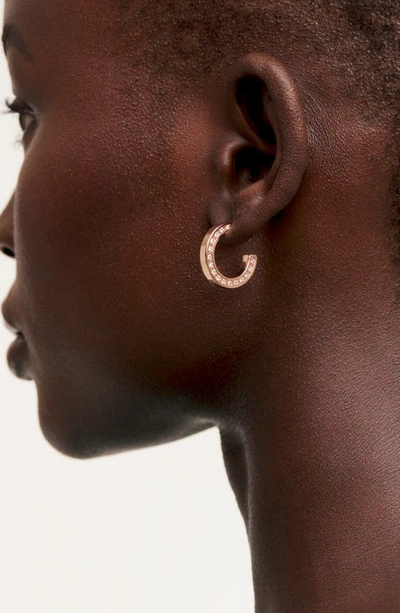 Shop Ted Baker Senatta Reversible Crystal Hoop Earrings In Rose Gold Tone Clear Crystal