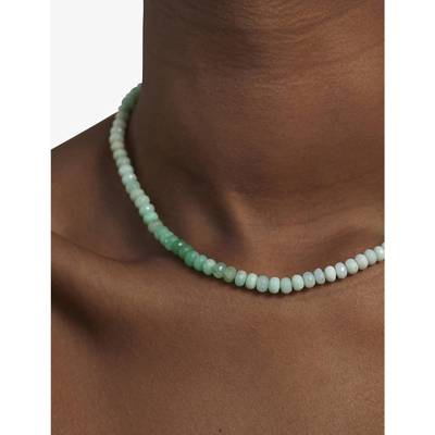 Shop Monica Vinader Women's Green Hope Recycled 18ct Yellow-gold Plated Sterling Silver Beaded Neckline