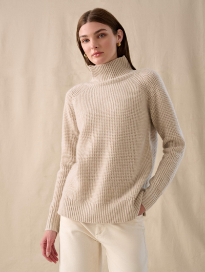 Shop White + Warren Cashmere Waffle Standneck Sweater In Toffee Heather