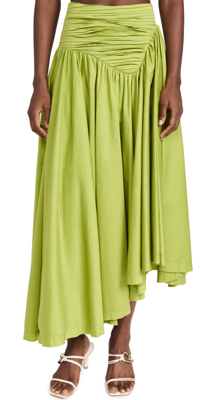 Shop Aje Jolie Asymmetric Midi Skirt In Verdant Green