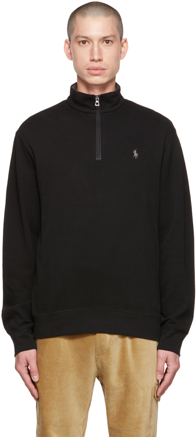 Shop Polo Ralph Lauren Black Quarter Zip Sweater In Polo Black/c9684
