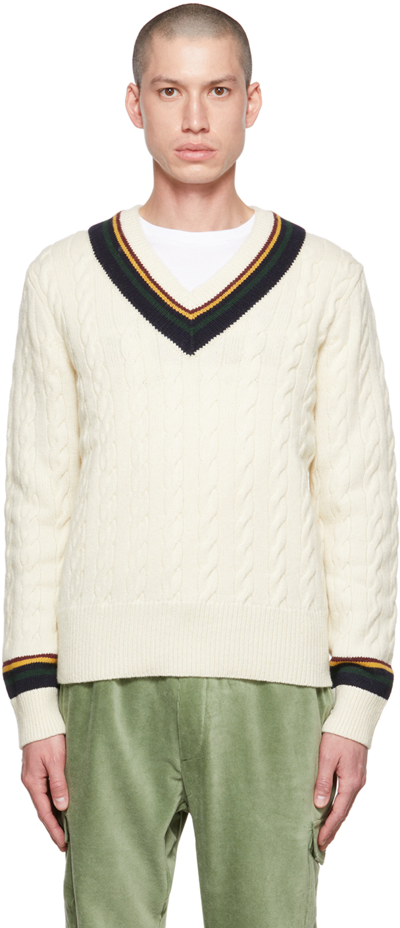 Shop Polo Ralph Lauren Off-white Graphic Sweater In Cream Multi