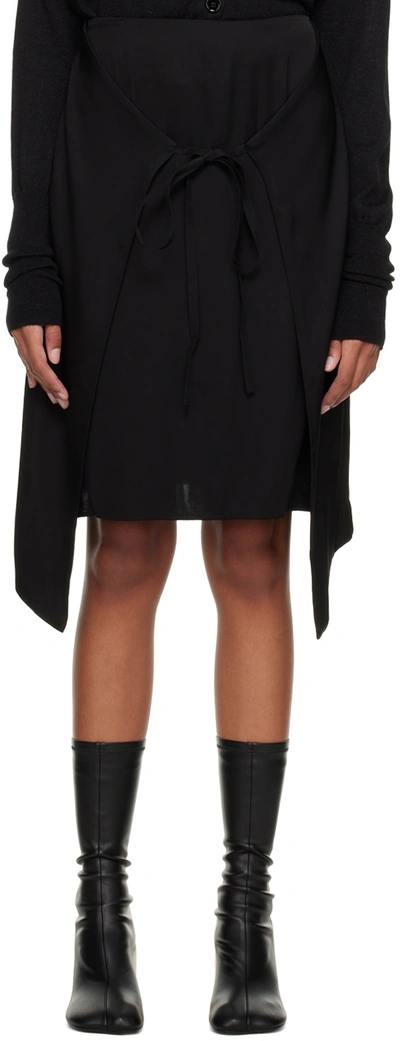 Shop Mm6 Maison Margiela Black Self-tie Midi Skirt In 900 Black