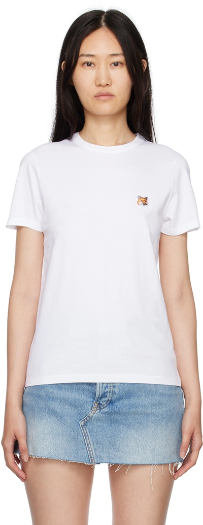 Shop Maison Kitsuné White Fox Head Patch Classic T-shirt In P100 White