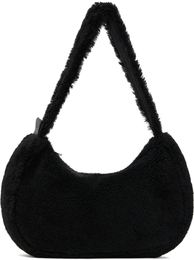 Shop Yves Salomon Black Fur Shoulder Bag In C99 Noir