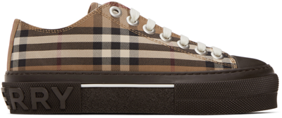 Shop Burberry Brown Vintage Check Sneakers In Birch Brown Ip Check