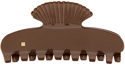 Shop Sophie Buhai Brown Fan Shell Claw In Chocolate