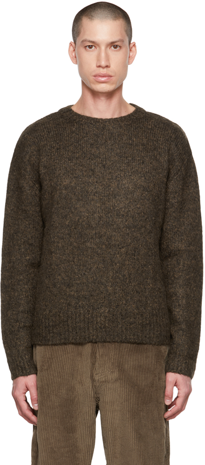 Shop Amomento Brown Crewneck Sweater In Dark Brown