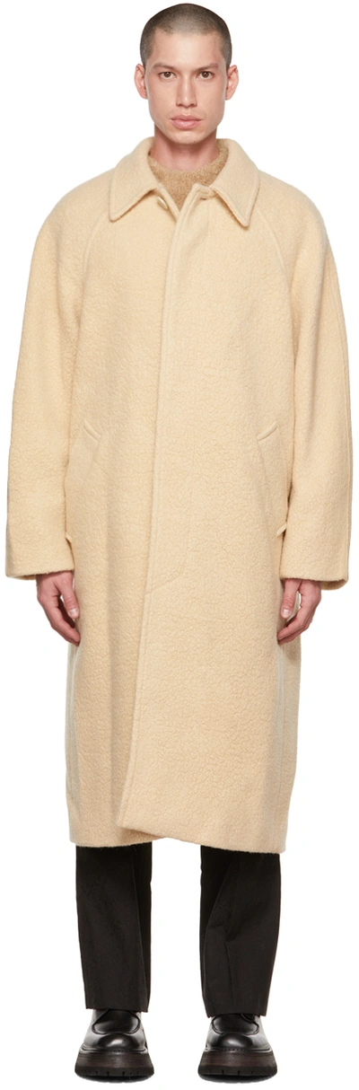 Shop Amomento Beige Button Up Coat In Butter