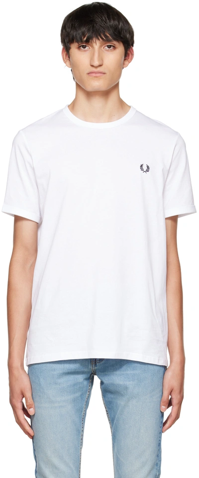 Shop Fred Perry White Ringer T-shirt
