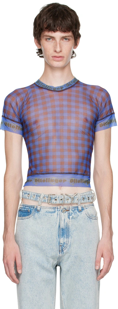 Shop Ottolinger Blue Check T-shirt In Electric Gingham Elg