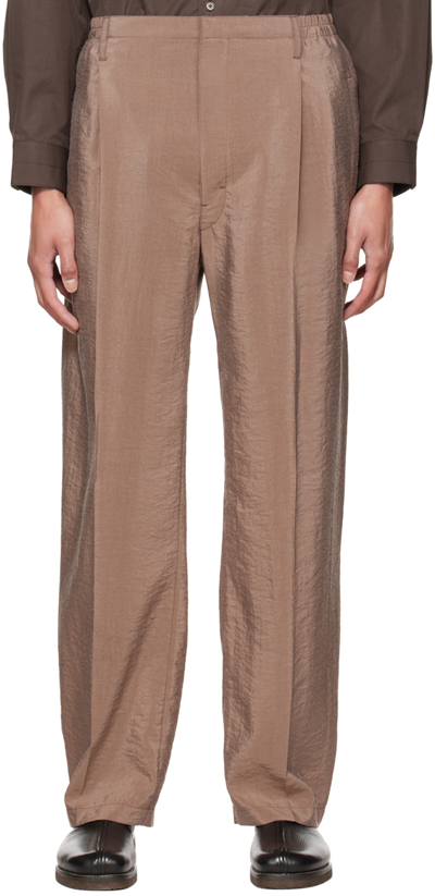 Shop Lemaire Brown Easy Trousers In Pu813 Misty Mauve