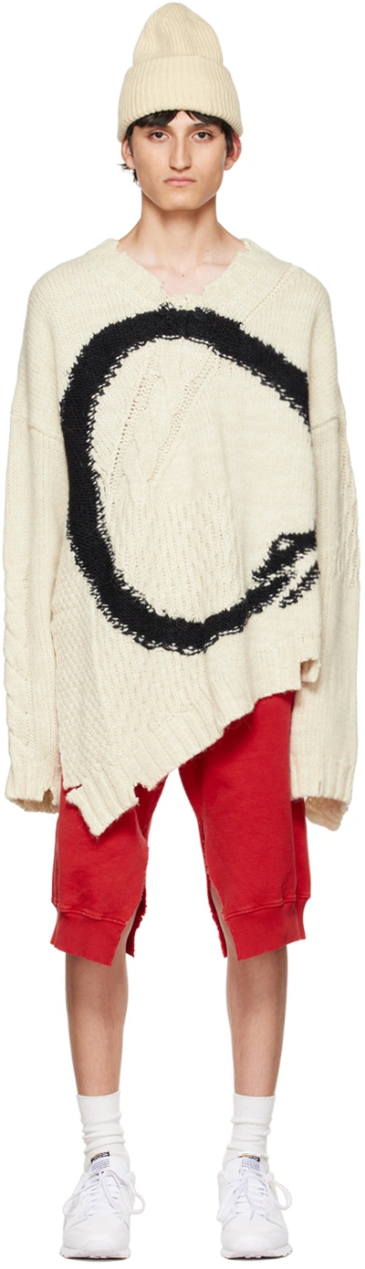 Shop Mm6 Maison Margiela Off-white Asymmetric Sweater In 002f Off White