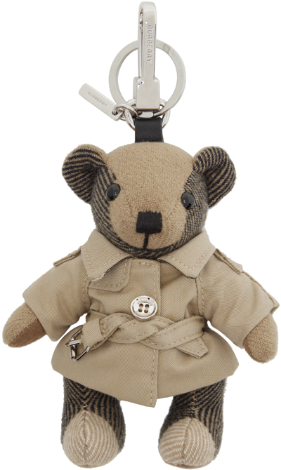 Shop Burberry Beige & Gray Thomas Trench Coat Keychain In Archive Beige