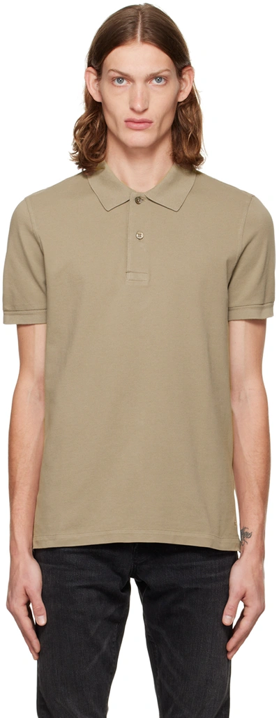Shop Tom Ford Taupe Tennis Polo In N07 Taupe