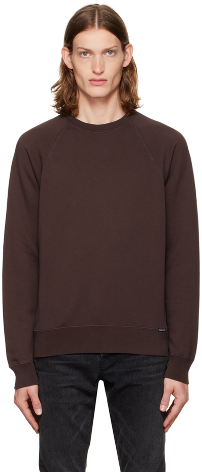 Shop Tom Ford Brown Garment Dyed Sweatshirt In M48 Dark Brown