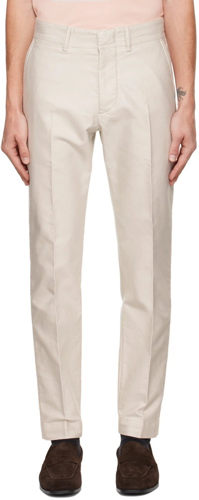 Shop Tom Ford Off-white Military Trousers In S10 Washed Chalk