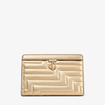 Shop Jimmy Choo Avenue Pouch In Gold/light Gold