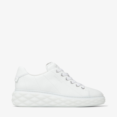 Jimmy Choo Womens V White Diamond Light Maxi Branded Leather Low-top Trainers In V White