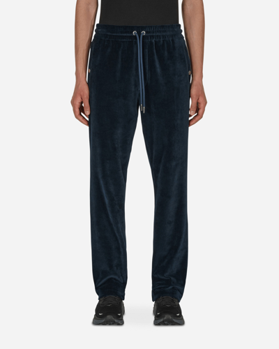 Shop Moncler Velvet Sweatpants In Blue