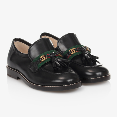 Shop Gucci Black Leather Loafer Shoes