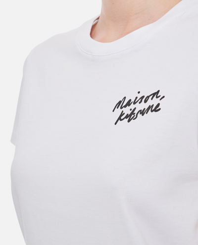 Shop Maison Kitsuné Maison Kitsune' Mini Handwriting Classic T-shirt In White