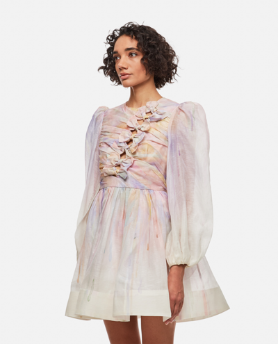 Shop Zimmermann Rhythmic Knot Linen And Silk Mini Dress In White