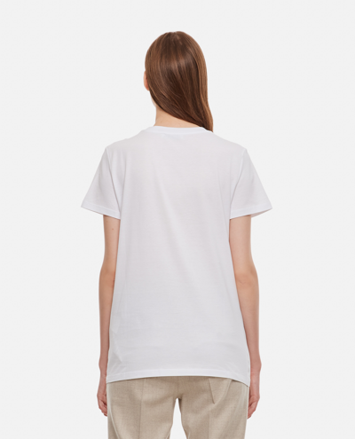 Shop Max Mara Cotton T-shirt With Embroidered Logo In White